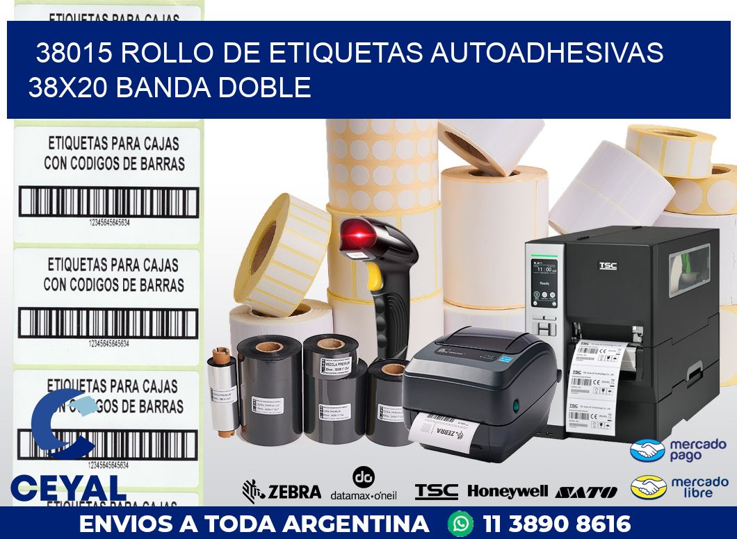 38015 ROLLO DE ETIQUETAS AUTOADHESIVAS 38X20 BANDA DOBLE