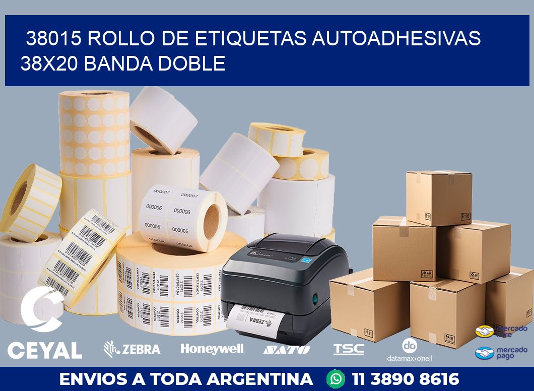 38015 ROLLO DE ETIQUETAS AUTOADHESIVAS 38X20 BANDA DOBLE