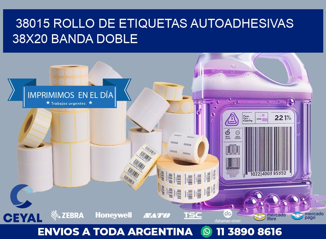 38015 ROLLO DE ETIQUETAS AUTOADHESIVAS 38X20 BANDA DOBLE