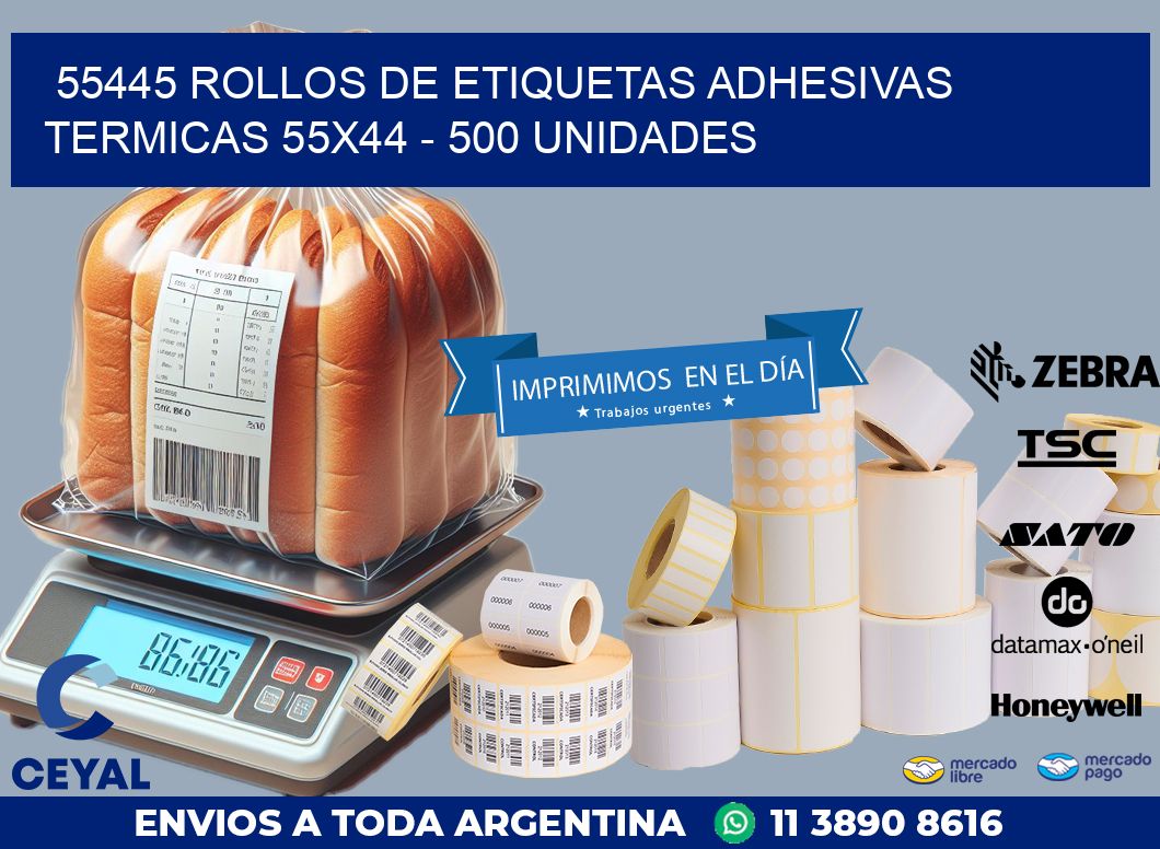 55445 ROLLOS DE ETIQUETAS ADHESIVAS TERMICAS 55X44 – 500 UNIDADES