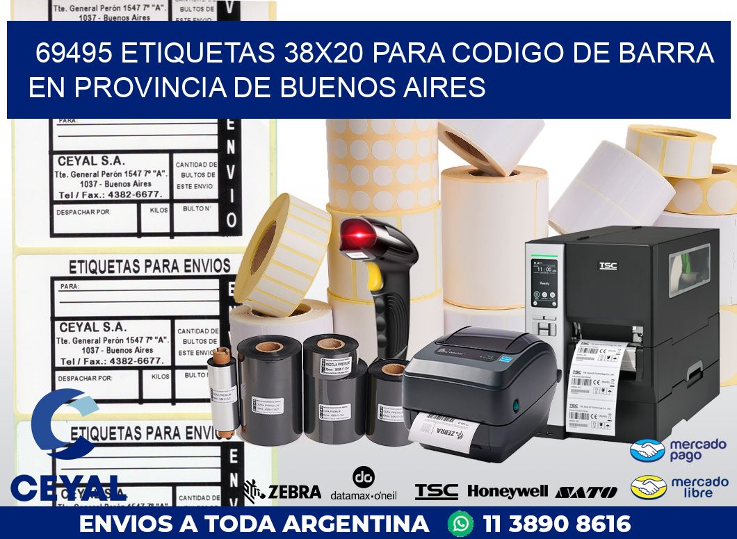 69495 ETIQUETAS 38X20 PARA CODIGO DE BARRA EN PROVINCIA DE BUENOS AIRES