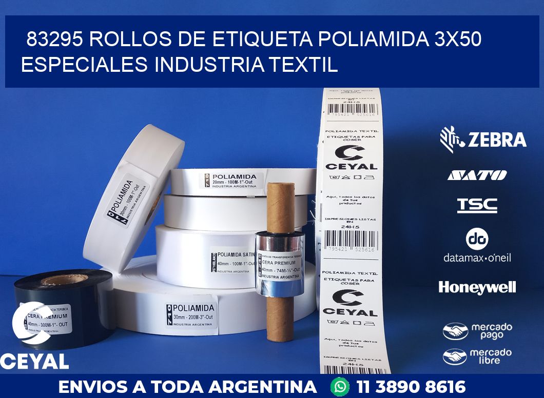 83295 ROLLOS DE ETIQUETA POLIAMIDA 3X50 ESPECIALES INDUSTRIA TEXTIL
