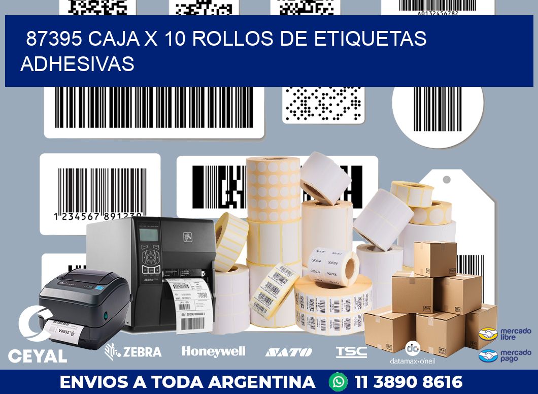 87395 CAJA X 10 ROLLOS DE ETIQUETAS ADHESIVAS