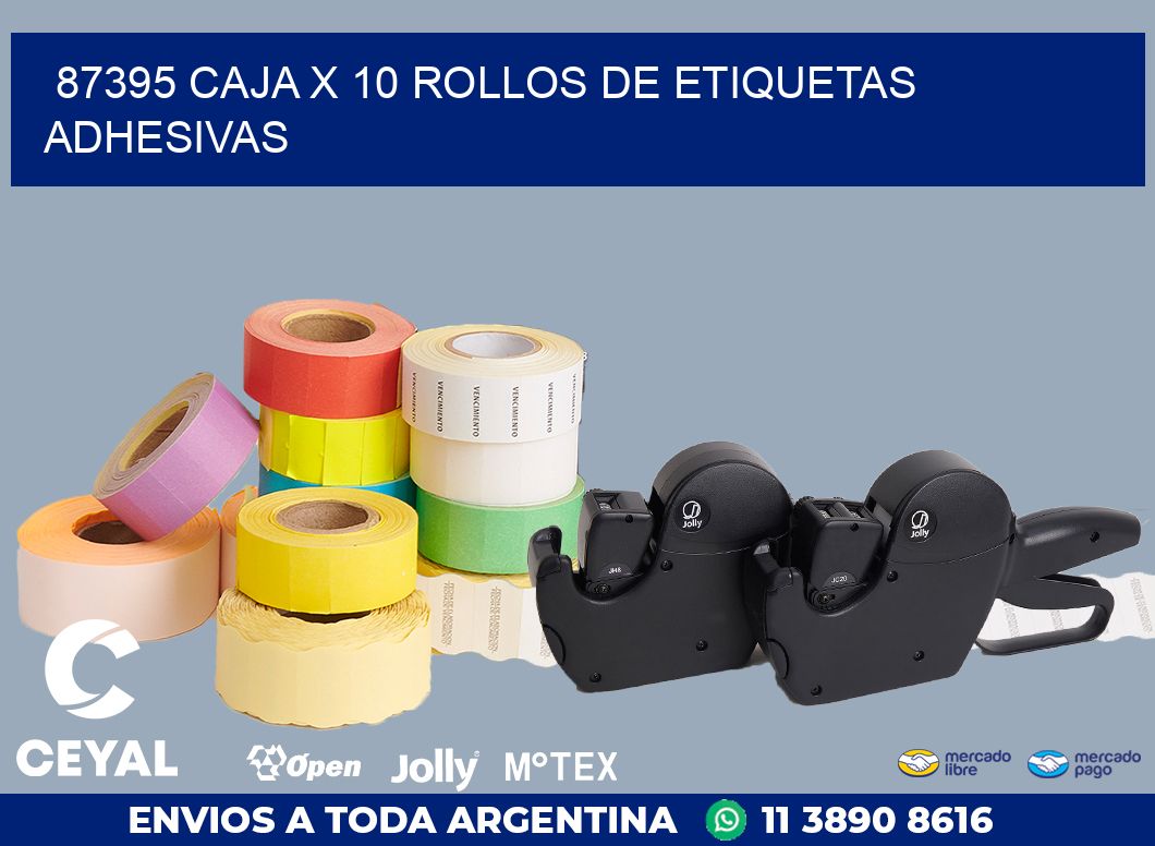 87395 CAJA X 10 ROLLOS DE ETIQUETAS ADHESIVAS