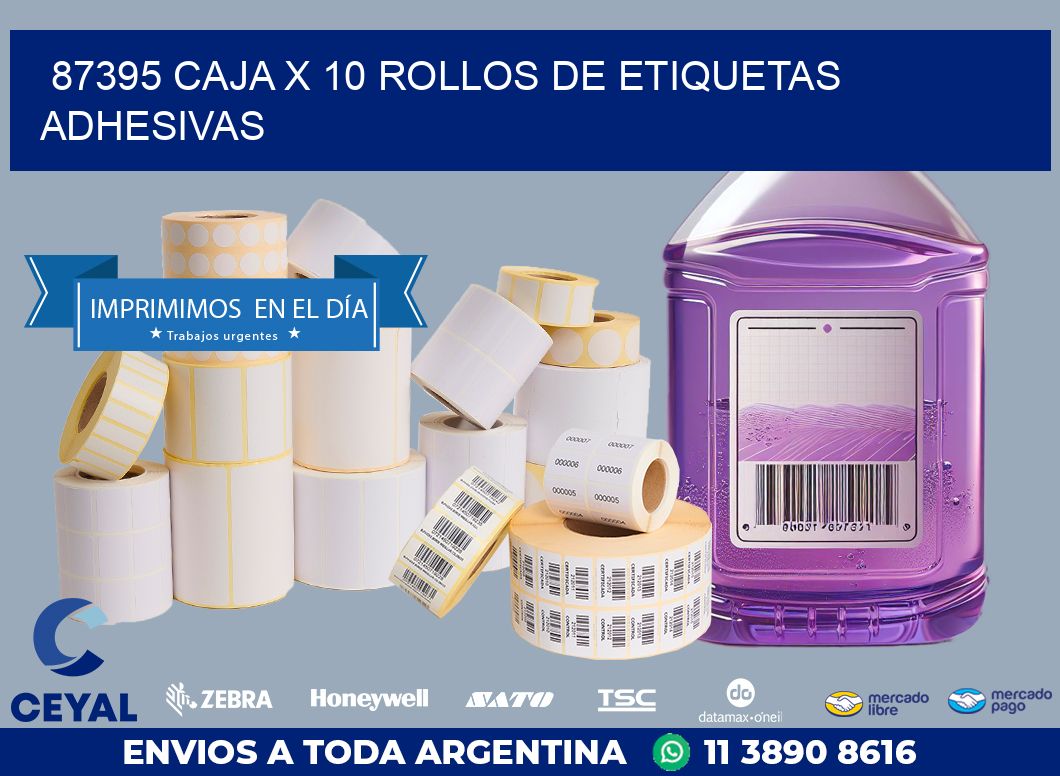 87395 CAJA X 10 ROLLOS DE ETIQUETAS ADHESIVAS