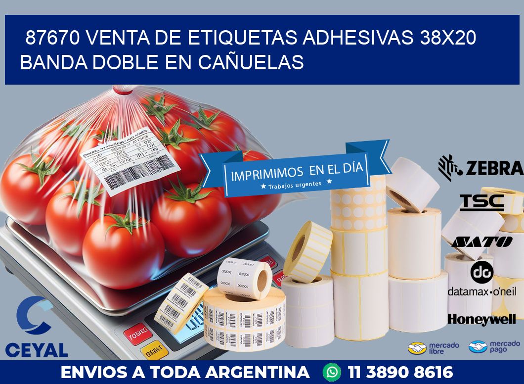 87670 VENTA DE ETIQUETAS ADHESIVAS 38X20 BANDA DOBLE EN CAÑUELAS