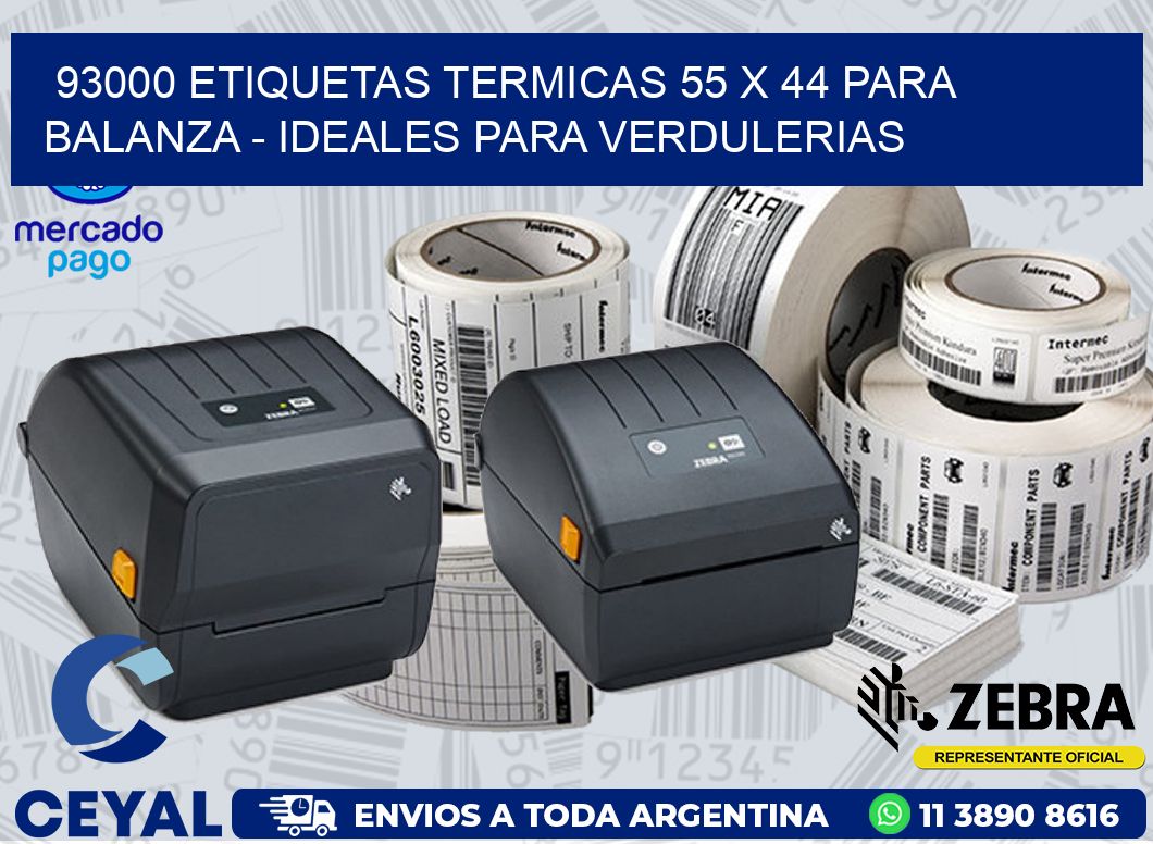 93000 ETIQUETAS TERMICAS 55 X 44 PARA BALANZA - IDEALES PARA VERDULERIAS