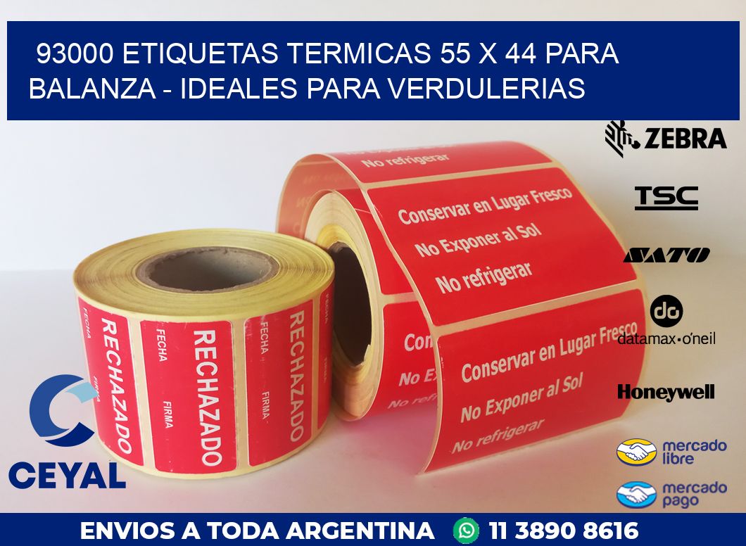 93000 ETIQUETAS TERMICAS 55 X 44 PARA BALANZA – IDEALES PARA VERDULERIAS