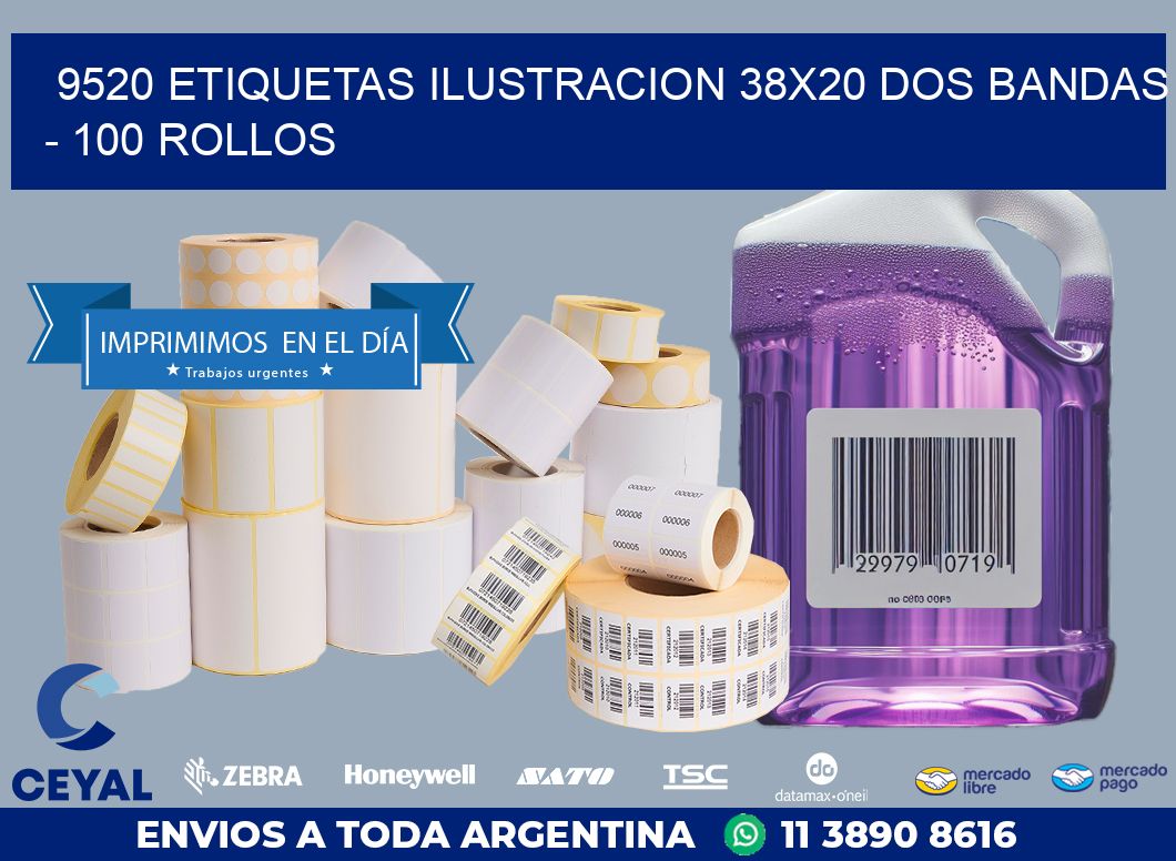 9520 ETIQUETAS ILUSTRACION 38X20 DOS BANDAS – 100 ROLLOS