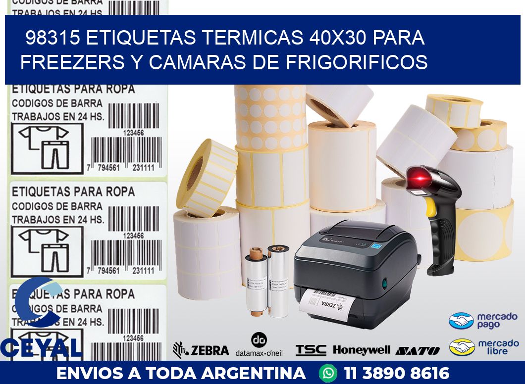 98315 ETIQUETAS TERMICAS 40X30 PARA FREEZERS Y CAMARAS DE FRIGORIFICOS