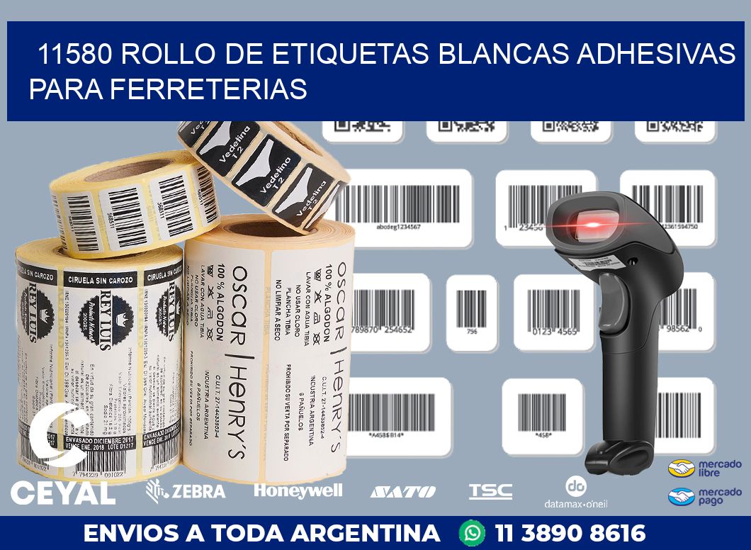 11580 ROLLO DE ETIQUETAS BLANCAS ADHESIVAS PARA FERRETERIAS