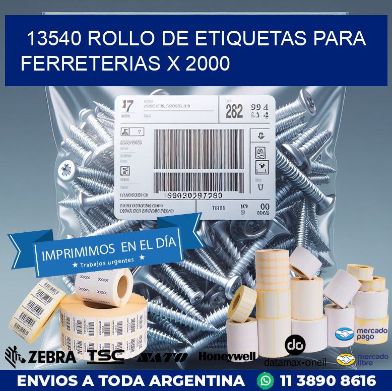 13540 ROLLO DE ETIQUETAS PARA FERRETERIAS X 2000