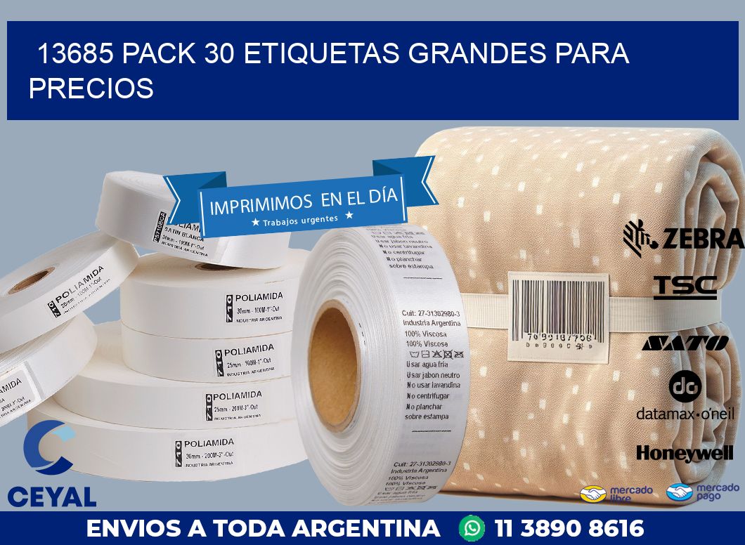 13685 PACK 30 ETIQUETAS GRANDES PARA PRECIOS