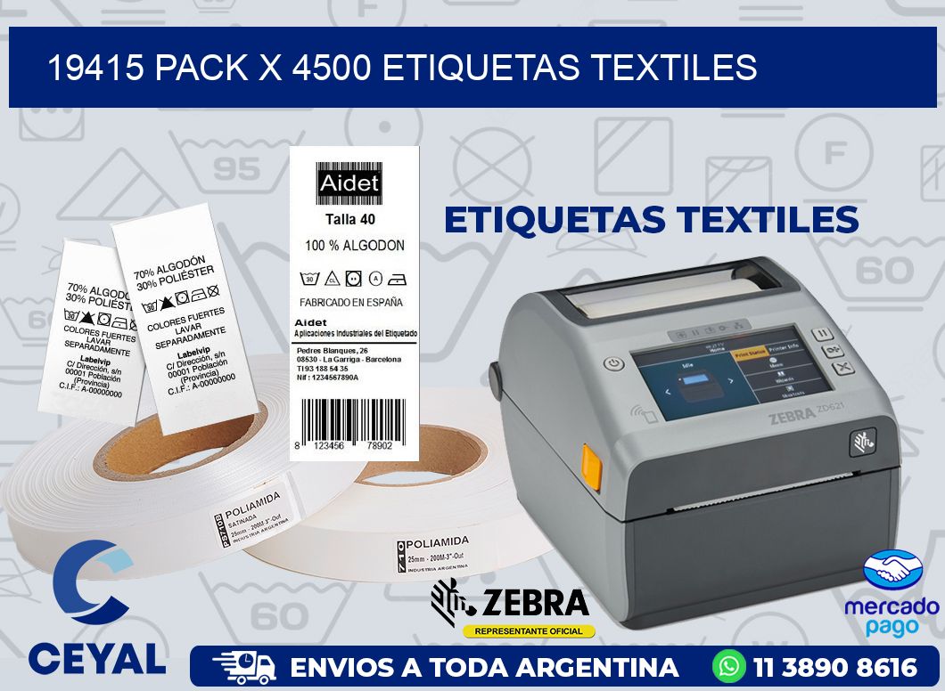 19415 PACK X 4500 ETIQUETAS TEXTILES