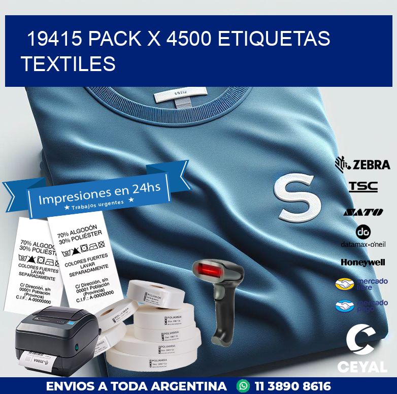 19415 PACK X 4500 ETIQUETAS TEXTILES