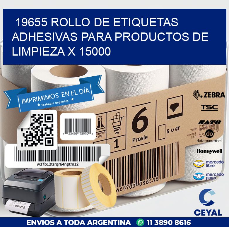 19655 ROLLO DE ETIQUETAS ADHESIVAS PARA PRODUCTOS DE LIMPIEZA X 15000