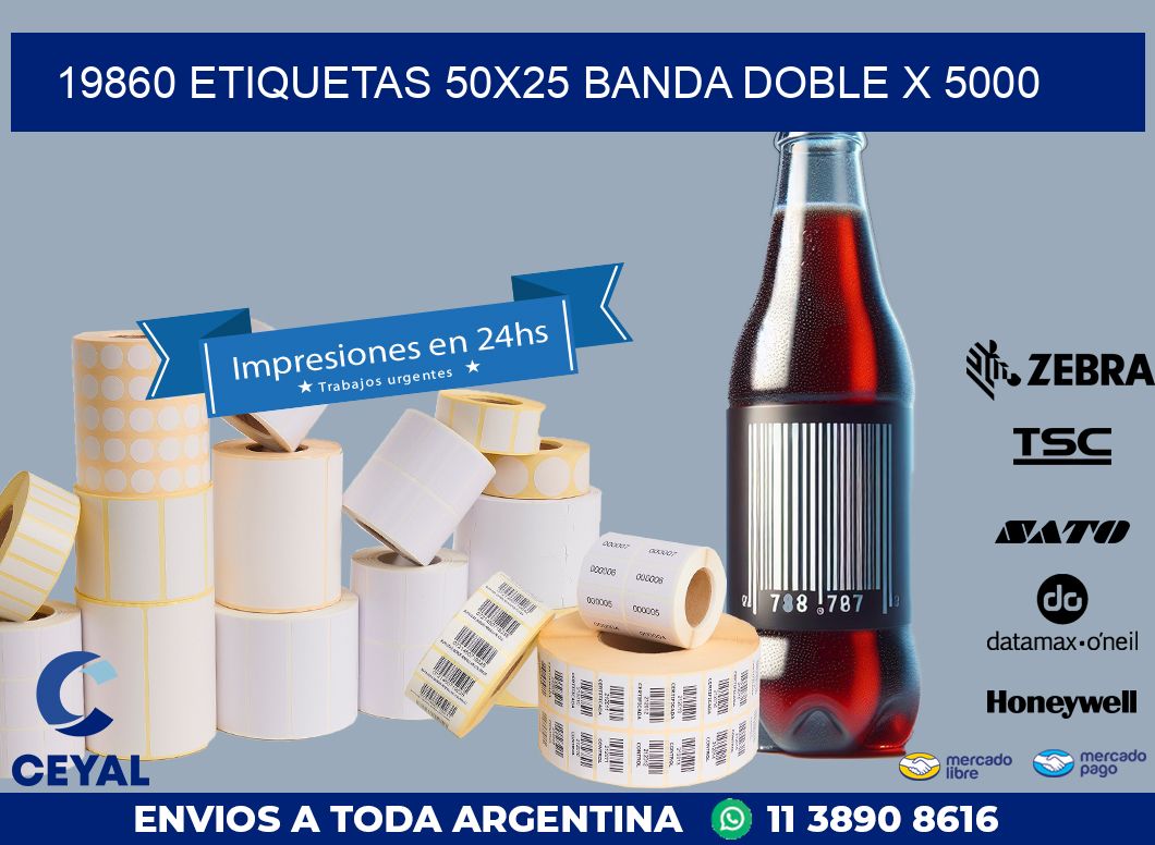 19860 ETIQUETAS 50X25 BANDA DOBLE X 5000