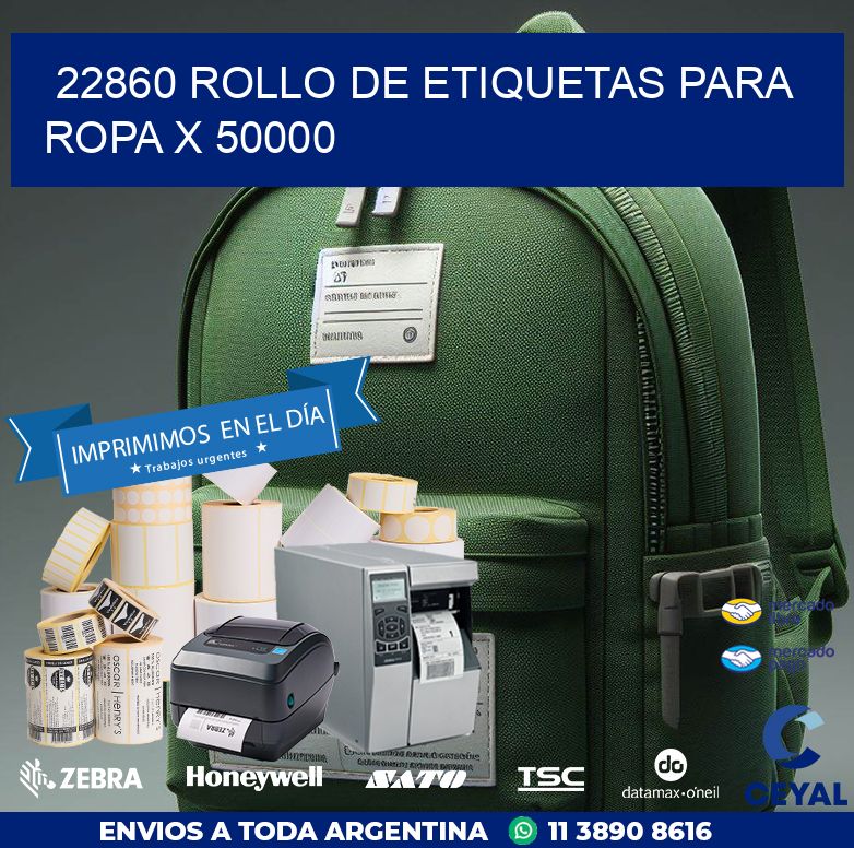 22860 ROLLO DE ETIQUETAS PARA ROPA X 50000