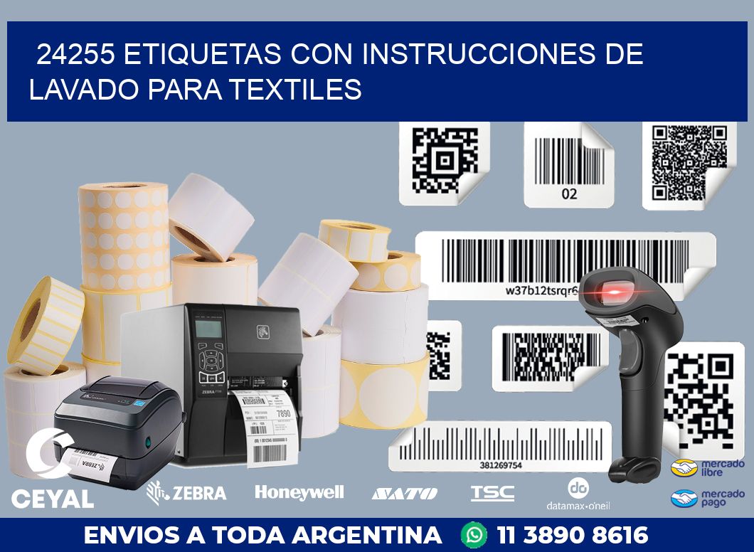 24255 ETIQUETAS CON INSTRUCCIONES DE LAVADO PARA TEXTILES