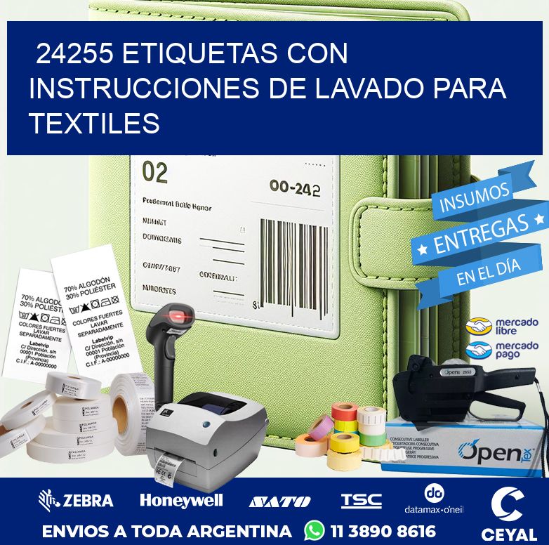 24255 ETIQUETAS CON INSTRUCCIONES DE LAVADO PARA TEXTILES