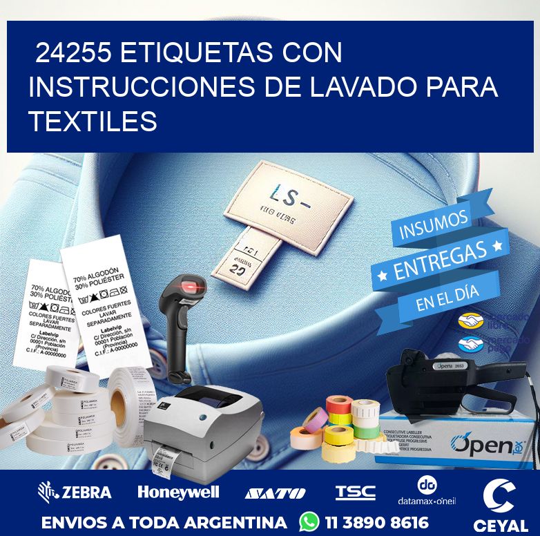 24255 ETIQUETAS CON INSTRUCCIONES DE LAVADO PARA TEXTILES