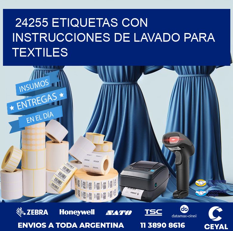 24255 ETIQUETAS CON INSTRUCCIONES DE LAVADO PARA TEXTILES