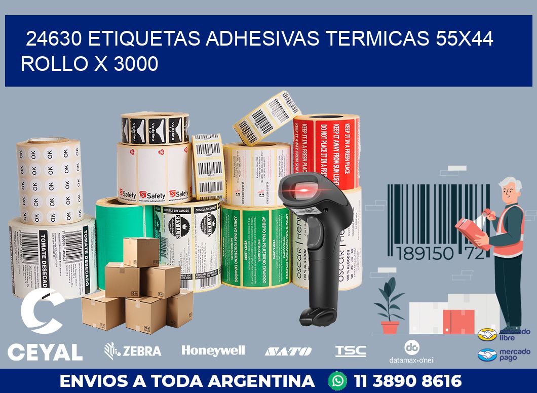 24630 ETIQUETAS ADHESIVAS TERMICAS 55X44 ROLLO X 3000