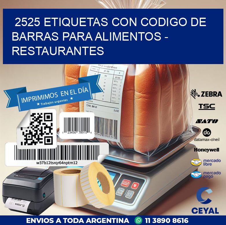 2525 ETIQUETAS CON CODIGO DE BARRAS PARA ALIMENTOS - RESTAURANTES