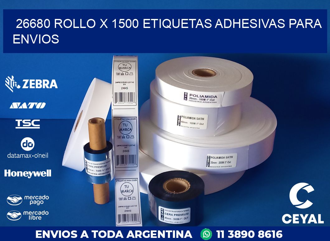 26680 ROLLO X 1500 ETIQUETAS ADHESIVAS PARA ENVIOS