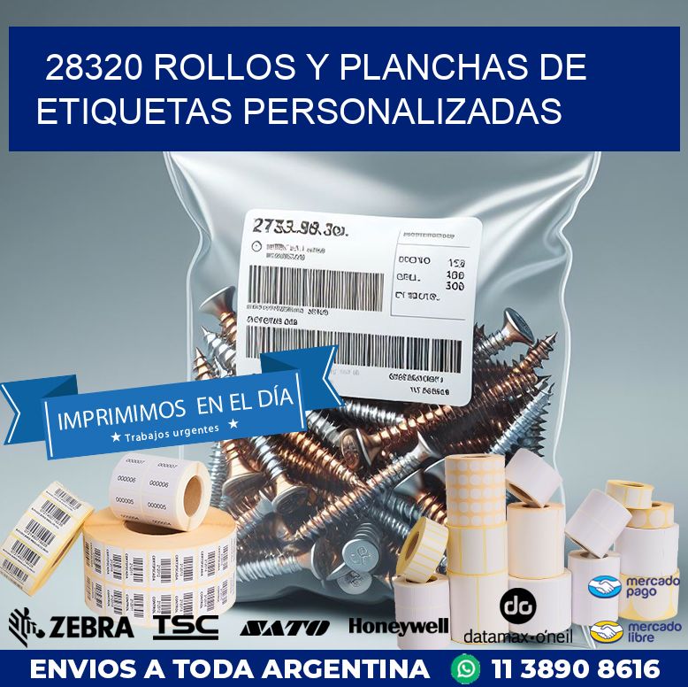 28320 ROLLOS Y PLANCHAS DE ETIQUETAS PERSONALIZADAS