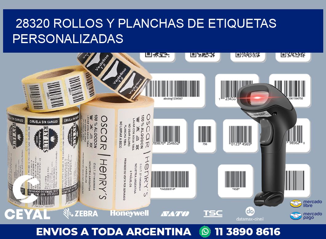 28320 ROLLOS Y PLANCHAS DE ETIQUETAS PERSONALIZADAS
