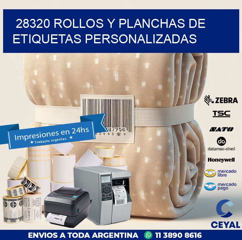 28320 ROLLOS Y PLANCHAS DE ETIQUETAS PERSONALIZADAS