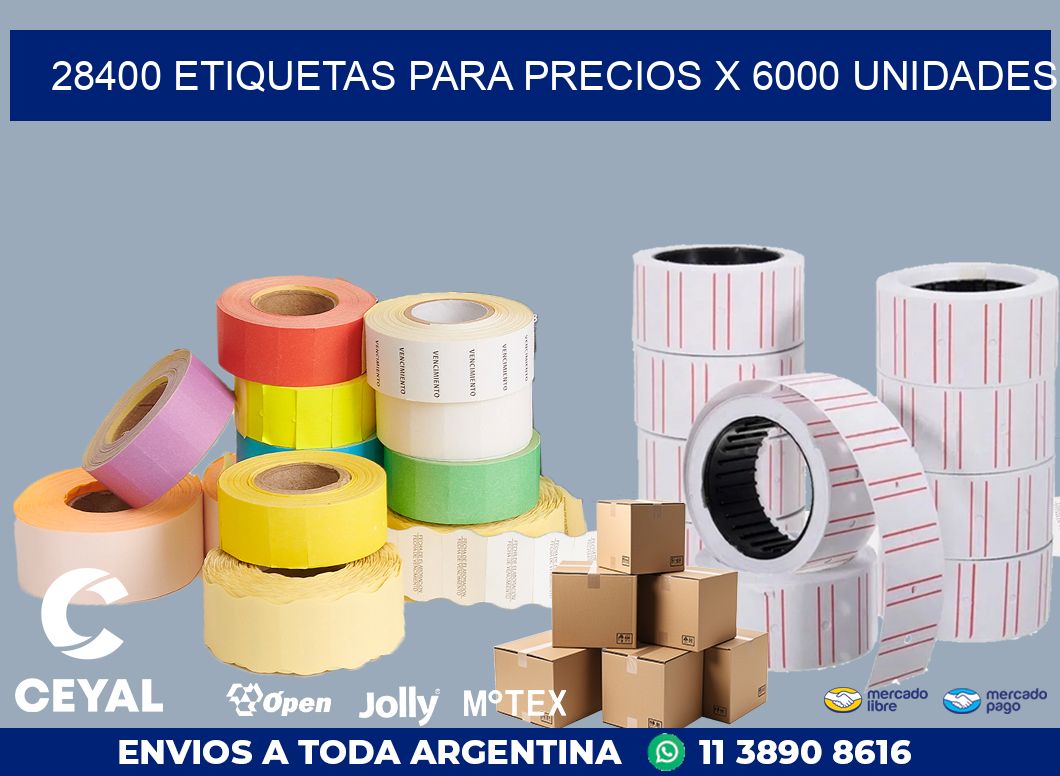 28400 ETIQUETAS PARA PRECIOS X 6000 UNIDADES