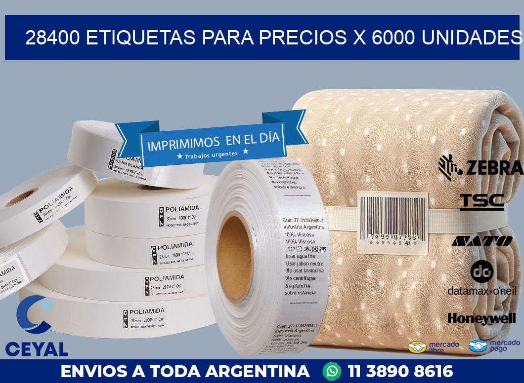 28400 ETIQUETAS PARA PRECIOS X 6000 UNIDADES