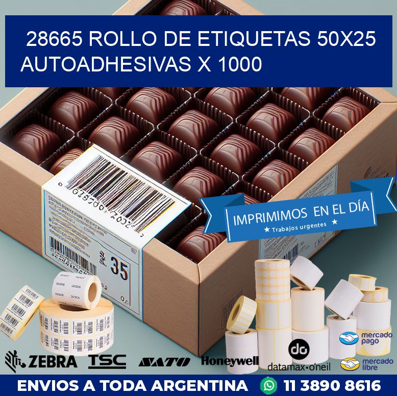 28665 ROLLO DE ETIQUETAS 50X25 AUTOADHESIVAS X 1000