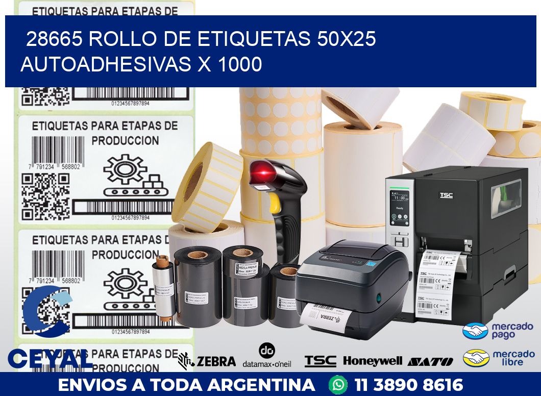 28665 ROLLO DE ETIQUETAS 50X25 AUTOADHESIVAS X 1000