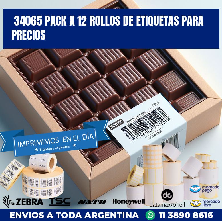 34065 PACK X 12 ROLLOS DE ETIQUETAS PARA PRECIOS
