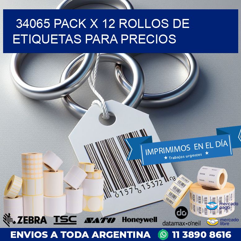 34065 PACK X 12 ROLLOS DE ETIQUETAS PARA PRECIOS