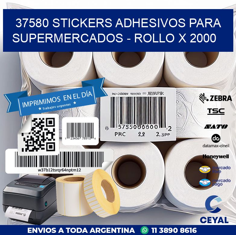 37580 STICKERS ADHESIVOS PARA SUPERMERCADOS - ROLLO X 2000