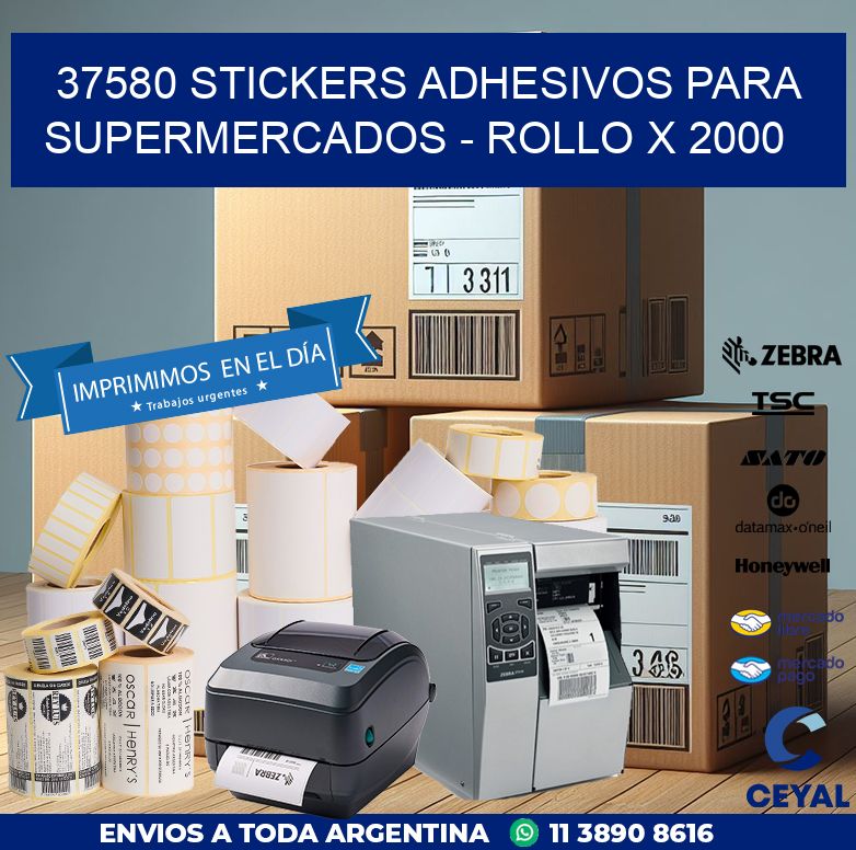 37580 STICKERS ADHESIVOS PARA SUPERMERCADOS - ROLLO X 2000