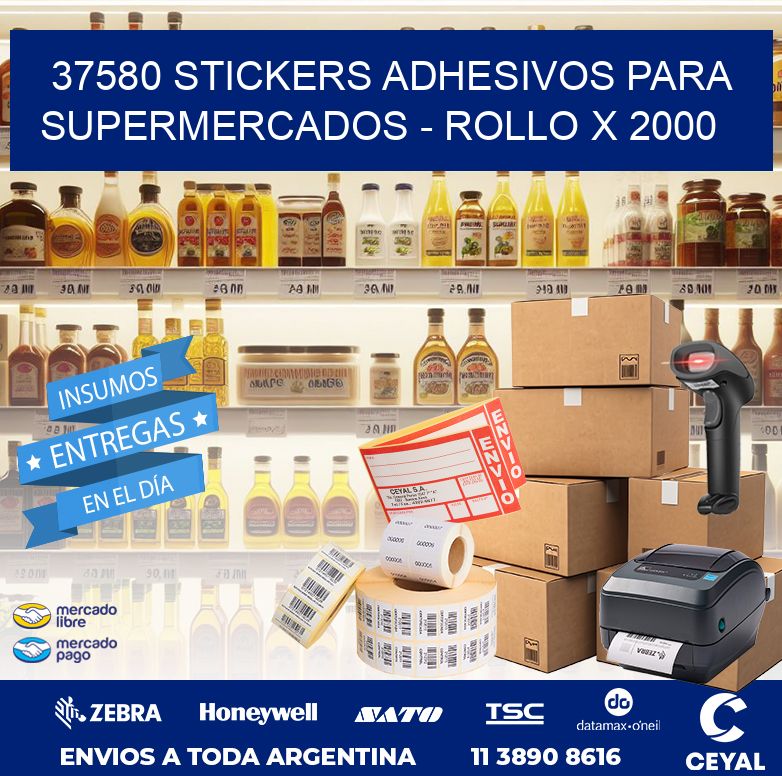 37580 STICKERS ADHESIVOS PARA SUPERMERCADOS – ROLLO X 2000
