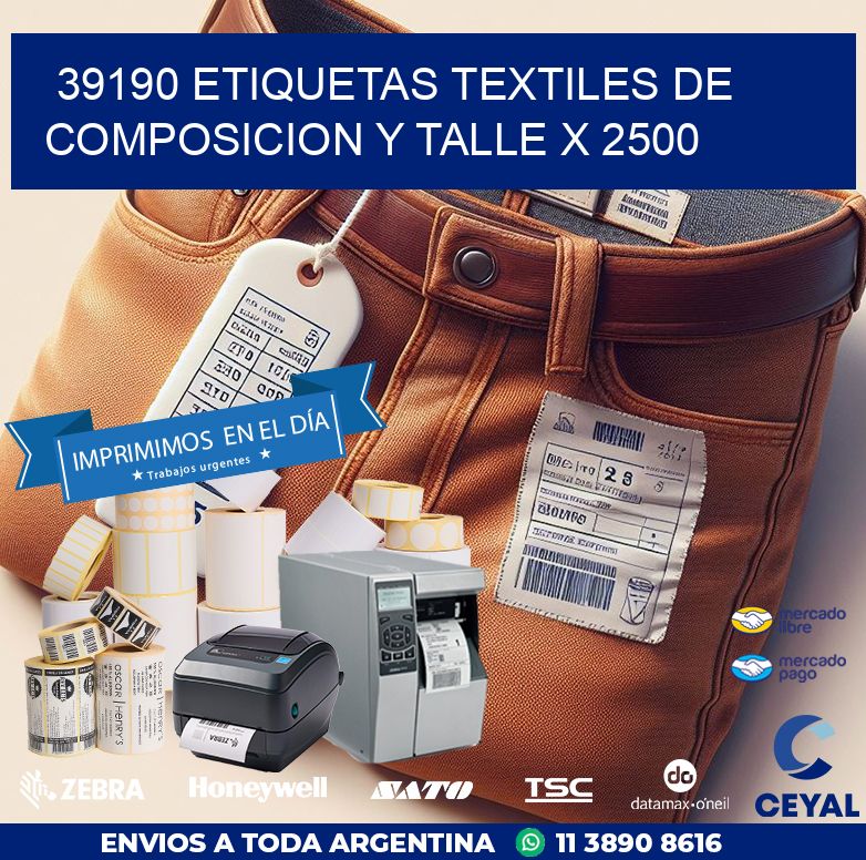 39190 ETIQUETAS TEXTILES DE COMPOSICION Y TALLE X 2500