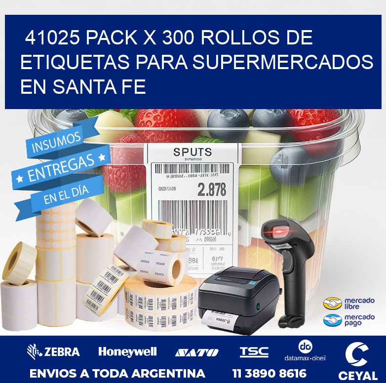 41025 PACK X 300 ROLLOS DE ETIQUETAS PARA SUPERMERCADOS EN SANTA FE