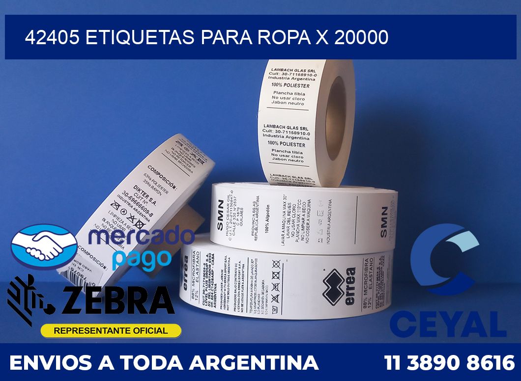 42405 ETIQUETAS PARA ROPA X 20000