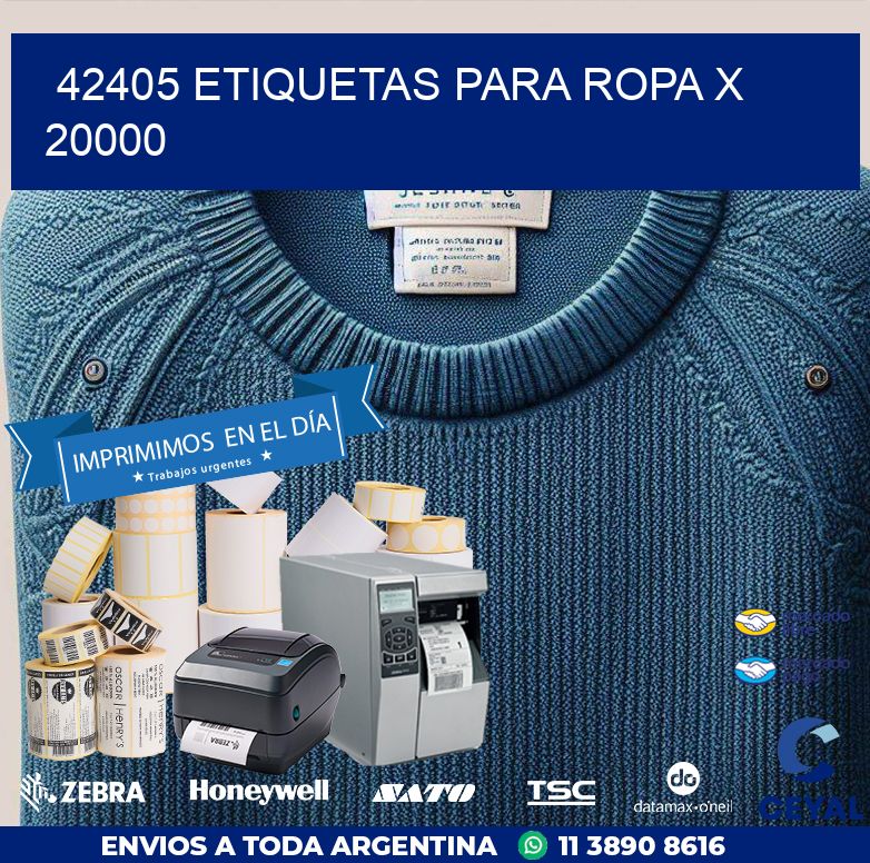 42405 ETIQUETAS PARA ROPA X 20000