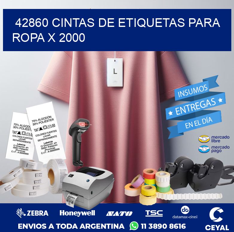 42860 CINTAS DE ETIQUETAS PARA ROPA X 2000