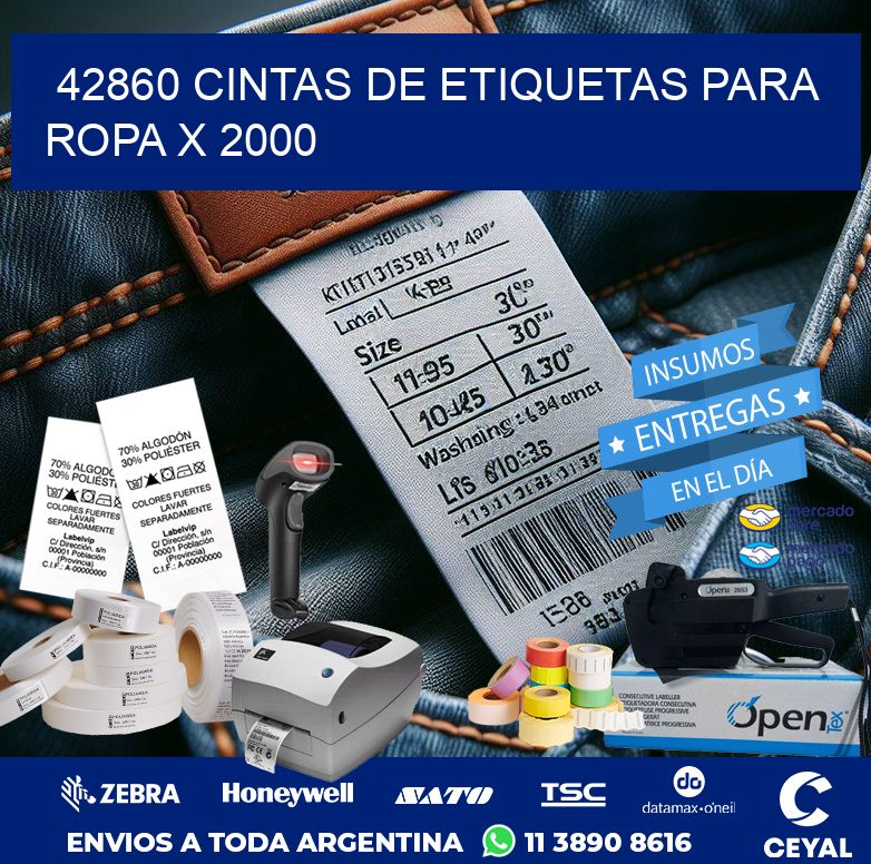 42860 CINTAS DE ETIQUETAS PARA ROPA X 2000