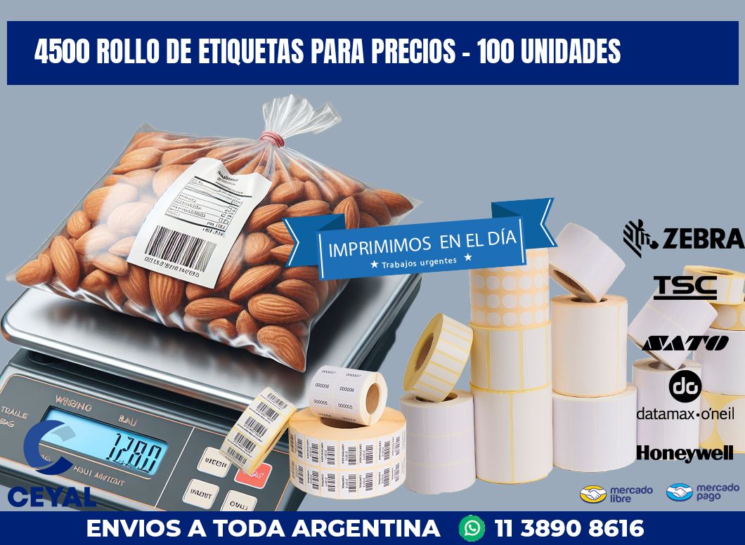 4500 ROLLO DE ETIQUETAS PARA PRECIOS - 100 UNIDADES