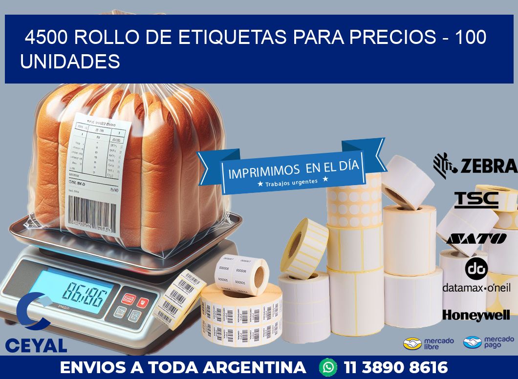 4500 ROLLO DE ETIQUETAS PARA PRECIOS – 100 UNIDADES