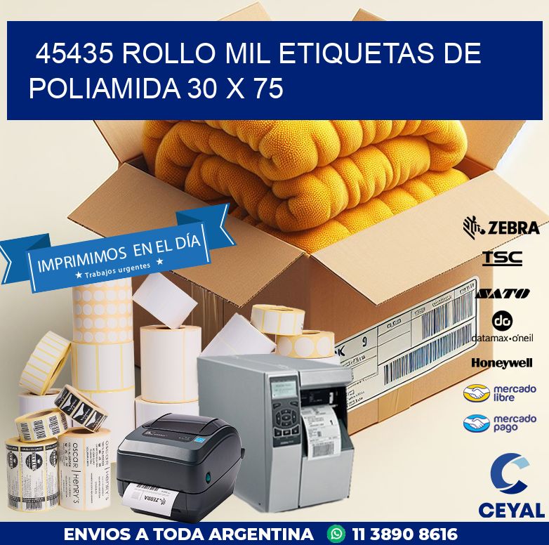 45435 ROLLO MIL ETIQUETAS DE POLIAMIDA 30 X 75